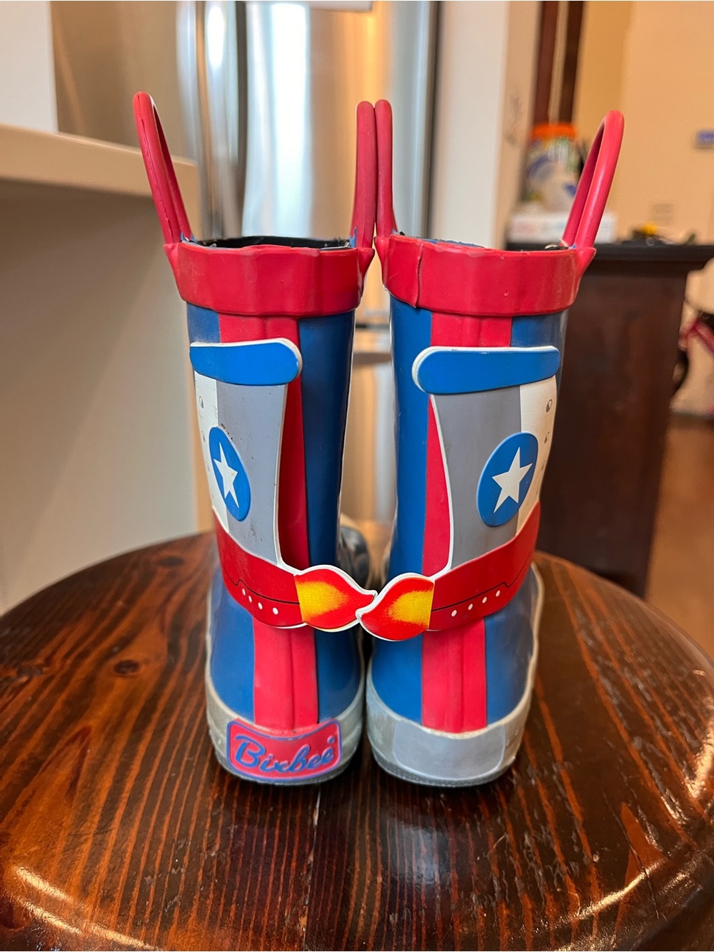 Bixbee Red & Blue Superhero Kids Rain Boots with Shield Detail
